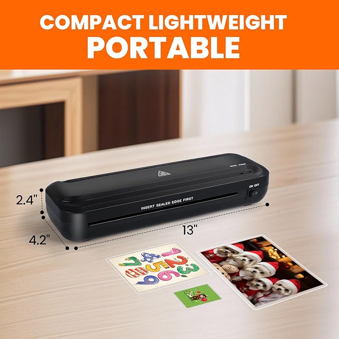 CAREGY 9-Inch Thermal Laminator Machine for Documents and Photos, Easy to Use for Office, School, Business and Home- Black