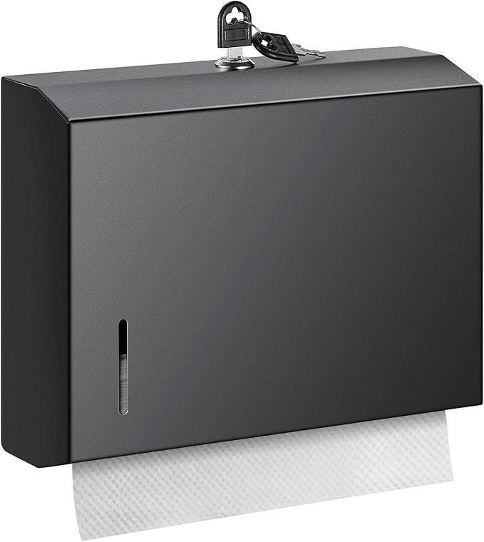 Wall Mounte Commercial Paper Towel Dispensers, 10.4" L x 3.3" D x 8.3" H, Stainless Steel C-Fold Multifold Hand Paper Tissue Holder with Lock