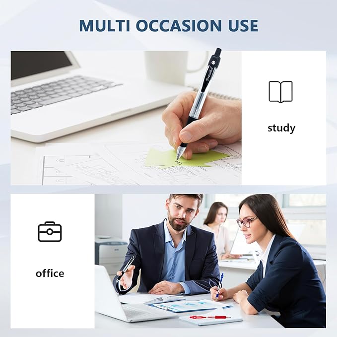 Blue Glide for School Office Retractable Ball Pens, Medium Point (0.5mm), Comfortable Rubber Grip For Writing, 6-Count Pack