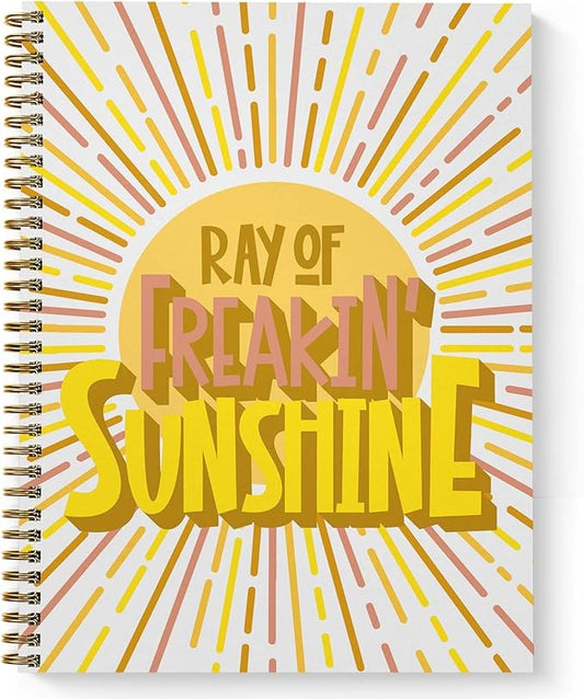 Ray Of Freakin Sunshine Spiral Notebook / 8.5" x 11" Journal / 120 College Ruled Pages/Durable Gloss Laminated Softcover/Gold Wire-o Spiral Binding/Made in the USA