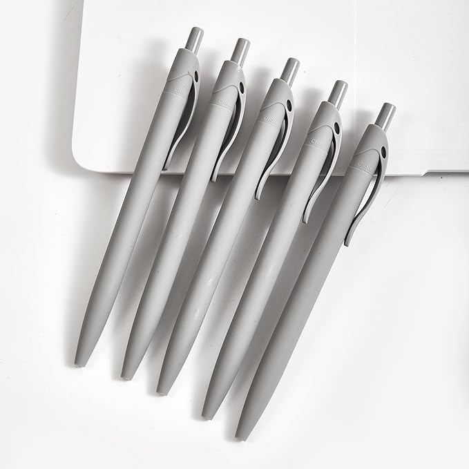 BallPoint Pens, 100 Pack (BLACK Ink),Bulk Pens, Grey Barrel,Click Pens for Office Home and School, Retractable Ballpoint Pens, Medium Point, 1.00MM (Grey)