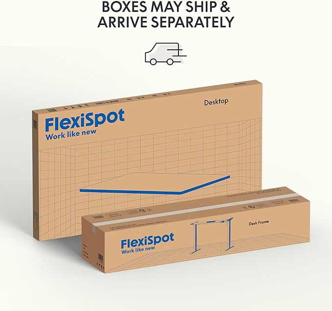 FLEXISPOT EN2 Whole-Piece Standing Desk with Clamp Power Strip, 55 x 28 Electric Stand Up Height Adjustable Desk with Cable Management (White Frame + 55" White Wood Grain Desktop, 2 Packages)