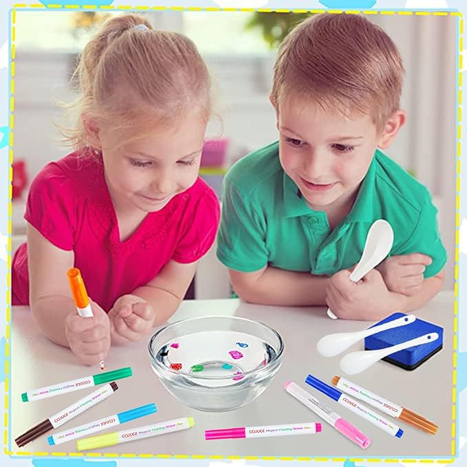 Magical Drawing Pens for Kids Water, Kiddies Create Magical Floating Drawings Bundle, 12 Colors Magic Water Painting Marker Set with 2 Spoons, Water Art Pen Kit for DIY Tattoo, Gifts for Boys & Girls