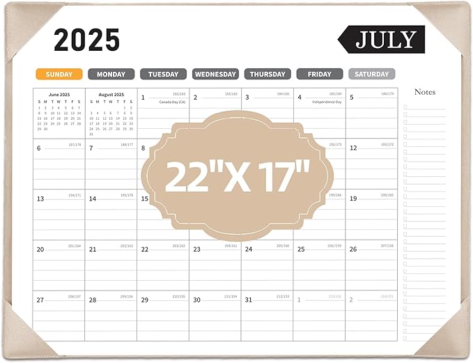 Large Desk Calendar 2025-2026, Calendar with Desk Protecting Pad, Desk Calendar Large 22x17, Runs From July 2025 to December 2026, 18 Months, Big Desktop Calendar for Family Classroom and Office (Apricot)