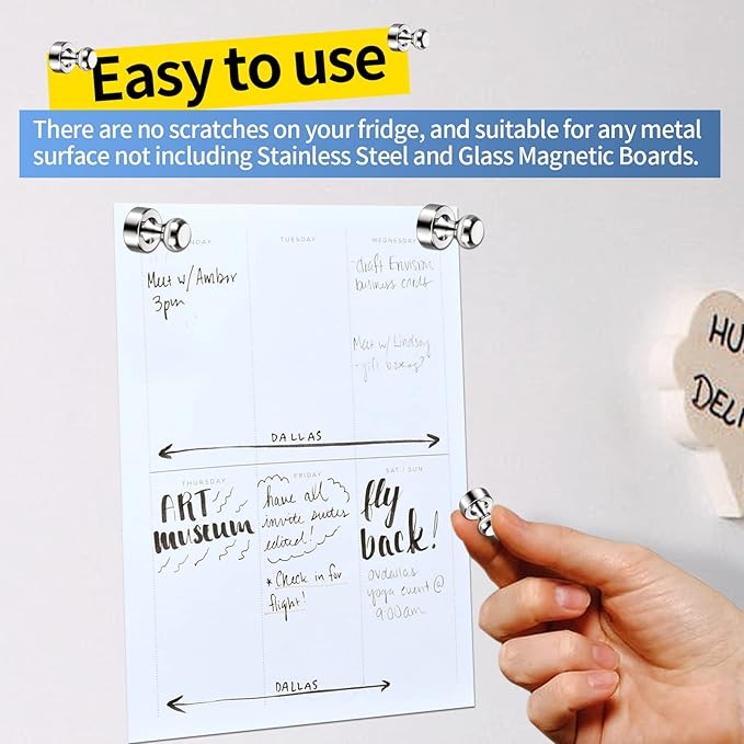 12Pack Fridge Magnets for Whiteboard Strong Refrigerator Magnets for Adult Small Push Pin Magnets for White Board Refrigerator Map Classroom Office Teacher Silver
