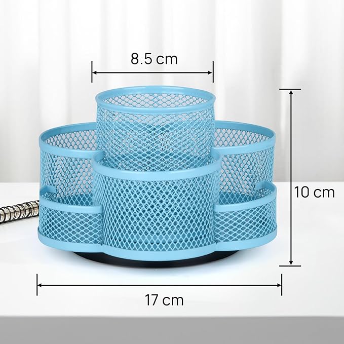 Pen Holder for Desk, Rotating Pencil Holder, Cup Holder for Desk Office, Pen Organizer (Sky Blue)