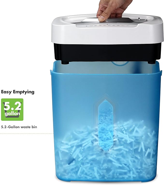 Aurora AU1232XA Anti-Jam 12-Sheet Crosscut Paper/Credit Card Shredder with 5.2-Gallon Wastebasket (White/Semi Translucent Blue)