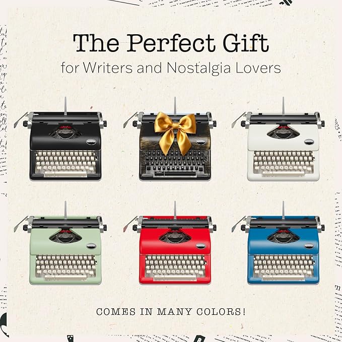 Maplefield Manual Typewriter - Blue - Retro Vintage Look - Working Manual Typewriter & Word Processor - Home Office Desk Decor