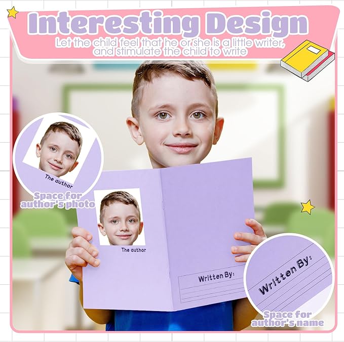 Henoyso 12 Pcs Primary Composition Notebook K-2 9 3/4 x 7 1/2 Inch Primary Journal, Back to School Supplies, Bulk Blank Writing Book for Kid to Write Draw Journal 60 Page Notebooks (Light Color)