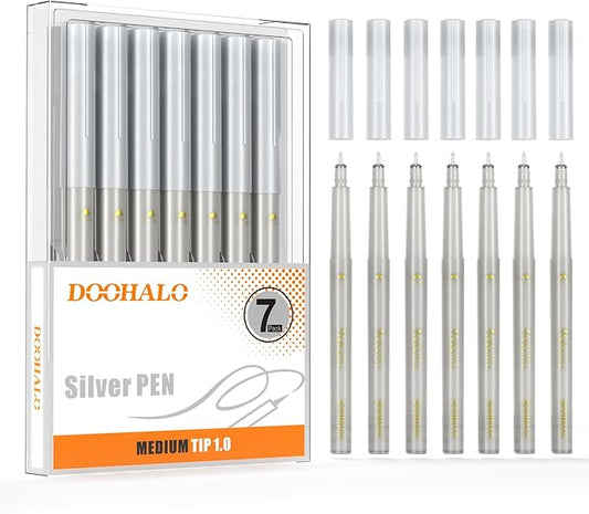 DOOHALO Metallic Pens Gold Silver Marker Compatible with Cricut 3/Maker/Explore 3/Air 2/Air Machine 1.0 Medium Point Tips for Drawing Writing