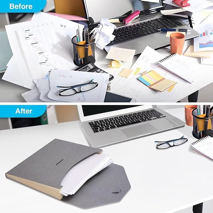 Blue Lake ECOLIFE Plastic-Free Accordion File Folders 6 Pocket Expanding File Folder Organizer Grey