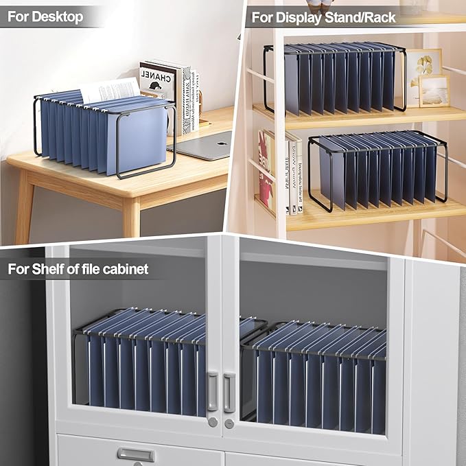 Legal/Letter Size Hanging File Folder Frame,Adjustable Length 16 to 25 inches,Heavy Duty Steel File Cabinet/Drawer Organizer Insert,Hanging Folder Holder for Desktop,12.598" W X 9.45" H,1 Pack