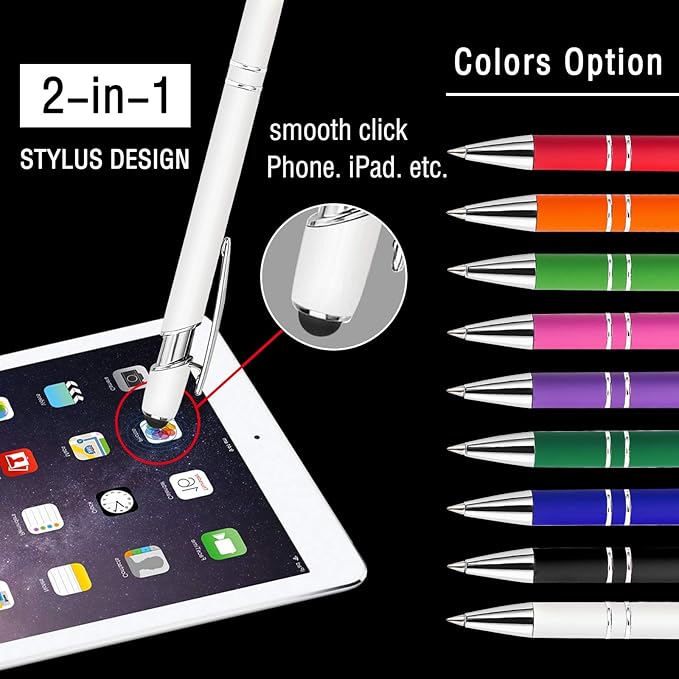 50-500 Pcs Personalized Ballpoint Pen Custom Pens Free Engraved Bulk with Name Logo Soft Black Ink Stylus with Touch Metal Office Gift for Anniversaries Graduations Birthdays