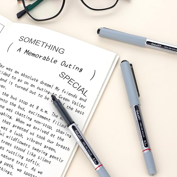 EYEYE Rollerball Pens 12 Pack 6 Black 6 Blue 0.7mm Medium Point Fine Tip Pens Quick Dry Liquid Ink Pens Smooth Writing for Journaling Office School Note Taking Supplies