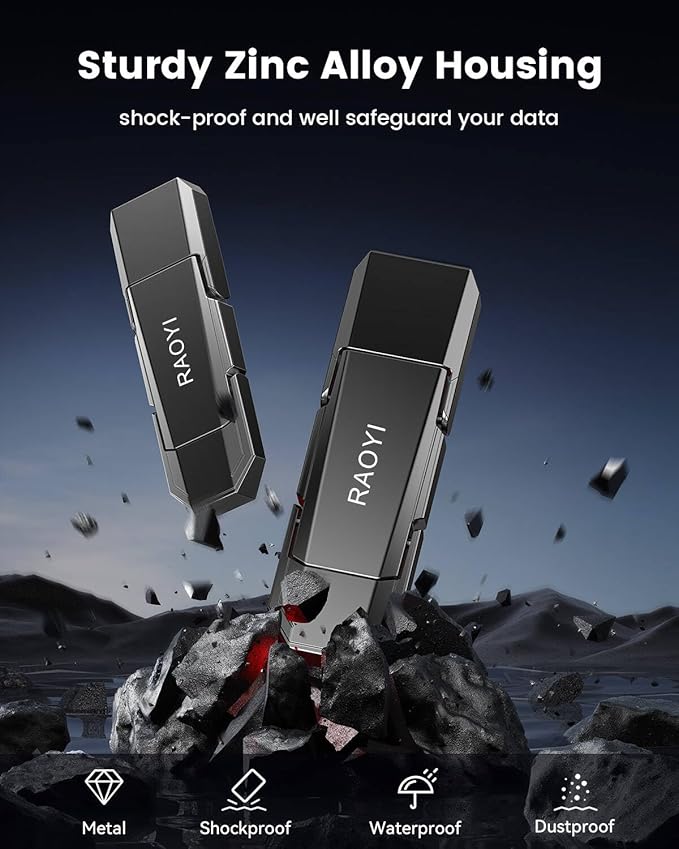 RAOYI 256GB USB C External SSD, 2-in-1 Solid State Drive Up to 450MB/s Dual USB 3.2 + Type-C Thumb Drive Portable SSD Drive for iPhone 15/16, Android, Tablet, PC and PS4