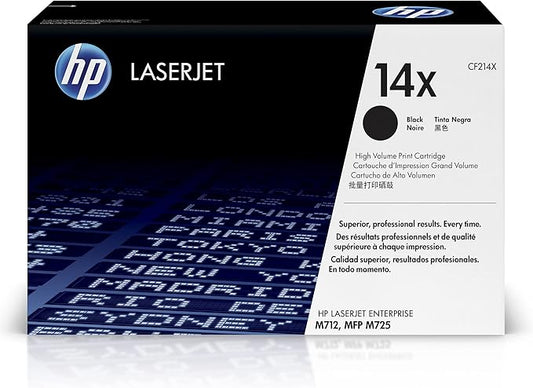 HP 14X Black High-yield Toner Cartridge | Works with HP LaserJet Enterprise M712 Series, HP LaserJet Enterprise MFP M725 Series | CF214X