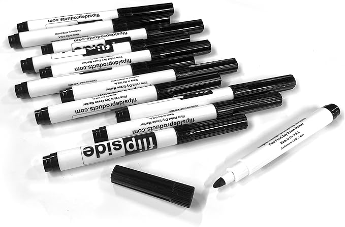 Flipside Products Rectangular Dry Erase Answer Paddle w/Dry Erase Markers and Erasers, 36 Pieces, Auction, Handheld Whiteboard, Handle Response Board, Classroom Dry Erase, Set of 12