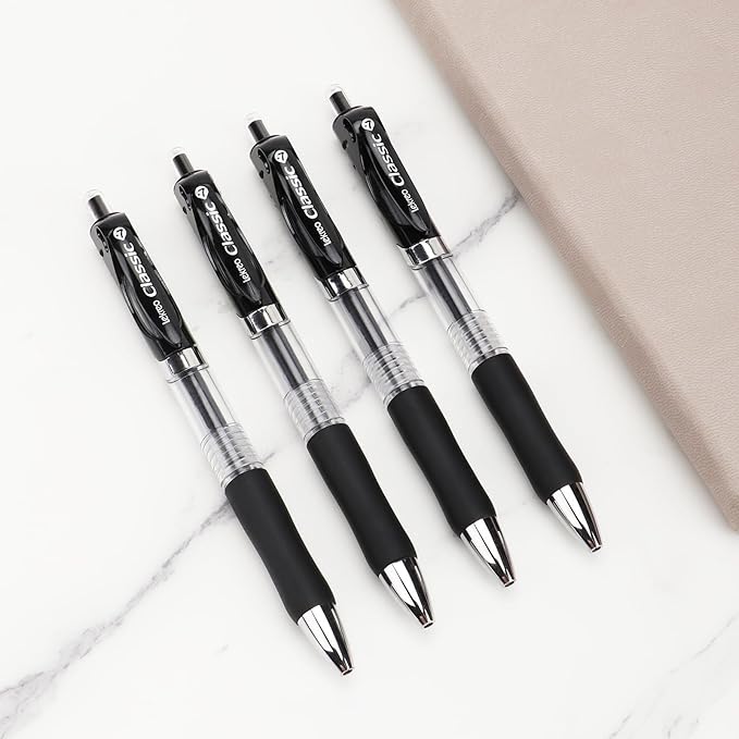 Classic Retractable Gel Roller Pens, 0.7mm Fine Point (Black Ink - 60 Packs)