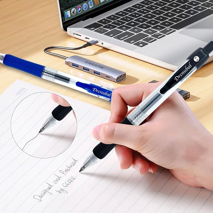 Black Glide Retractable Ball Pens, Medium Point (0.5mm), Comfortable Rubber Grip For Writing, 48-Count Pack