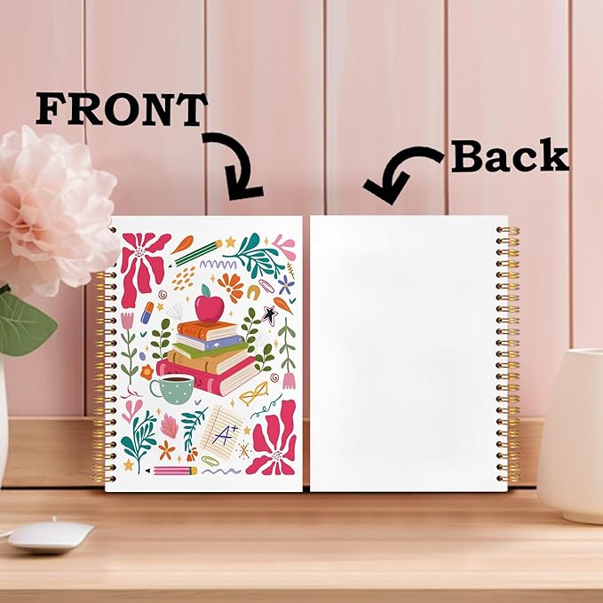 SNNDER Boho Floral Book Teacher Notebook Journal, Teacher Appreciation Gifts, Teacher's Day Gifts, Hardcover Spiral Notebook 5.5x8.3 Inch