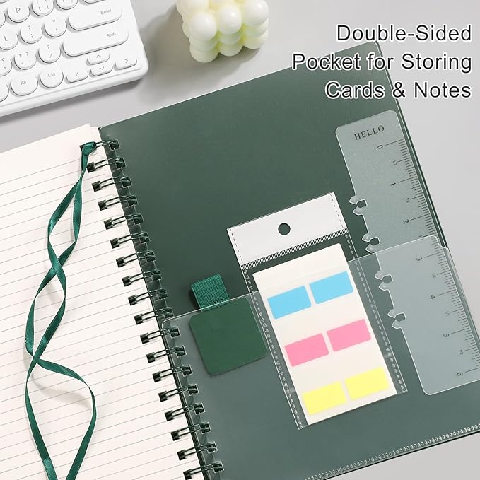 EMSHOI Lined Spiral Journal Notebook, B5 College Ruled Notebook, 300 Pages/150 Sheets, 100gsm Acid-Free Paper, Waterproof Softcover Notebook for School, Work, Note Taking, 7.48" × 10.15" - Dark Green