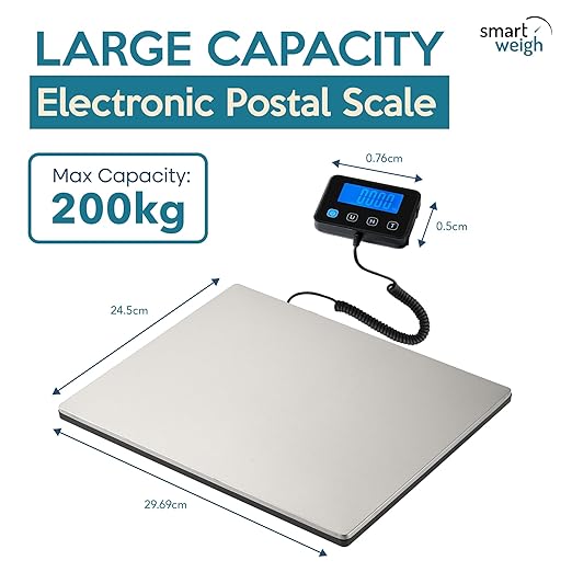 Smart Weigh 440lbs x 2 oz. Pro Digital Shipping and Postal Scale USB-C or Battery Power with Wide Stainless Steel Large Platform, UPS USPS Post Office Postal Scale and Luggage Scale
