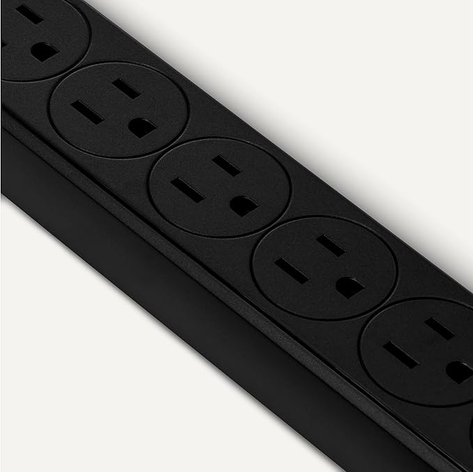 Amazon Basics Rectangle 6-Outlet, 600 Joule Surge Protector Power Strip, 2ft, Black, Small, 2-Pack