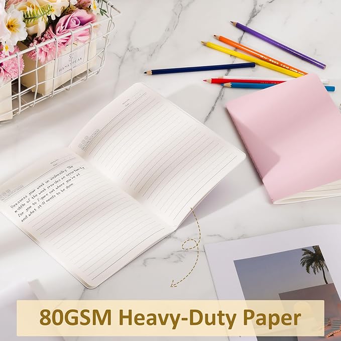 Ddaowanx 48 Pack Colorful Lined Notebooks, Journals in Bulk, 72 Pages, 36 Sheets,8.3x5.5 Inch, A5 Size, Travel Writing Notebooks Journal for Office School Supplie(Lined-48pack, 8 Colors)