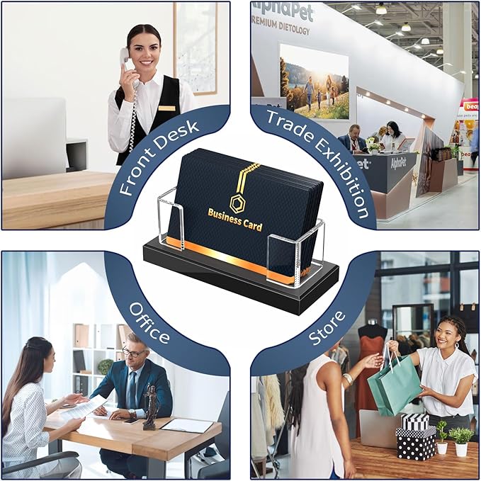 NIUBEE Acrylic Business Card Holder: Clear Plastic Business Cards Display Stand for Desk - Gift Card Organizer for Office 8 Pieces