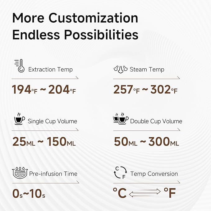 HIBREW H10B - 51mm Espresso Machine - Temperature & Cup Volume Adjustable at will - With Intelligent Display Screen & Pressure Gauge - Stainless Steel Body (Black)