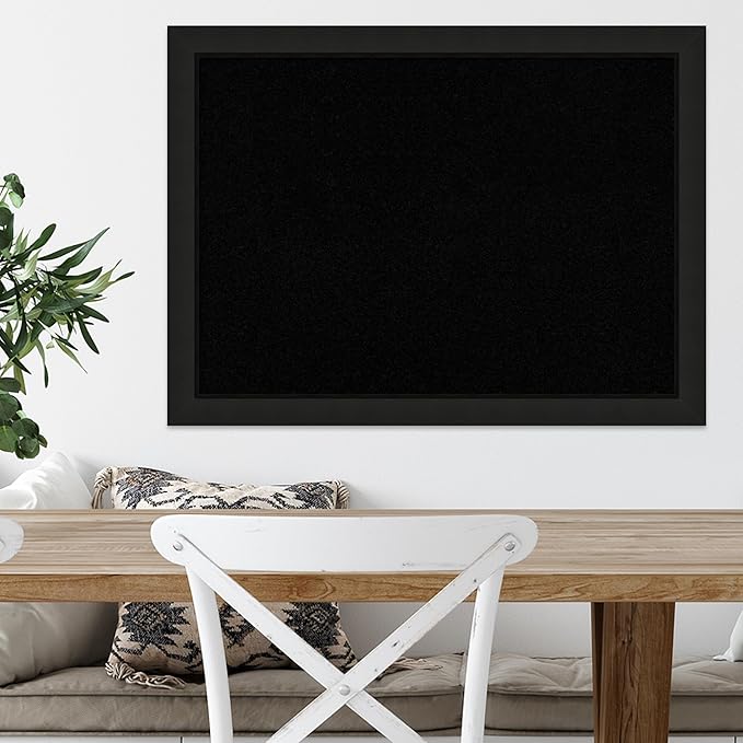 Amanti Art Black Cork Board for Wall, 23x31 Vision Board with Black Wood Frame, Medium Corkboard Office Decor for Home Organization, Casual Corkboard Pinboard to Display Items for Home Organization
