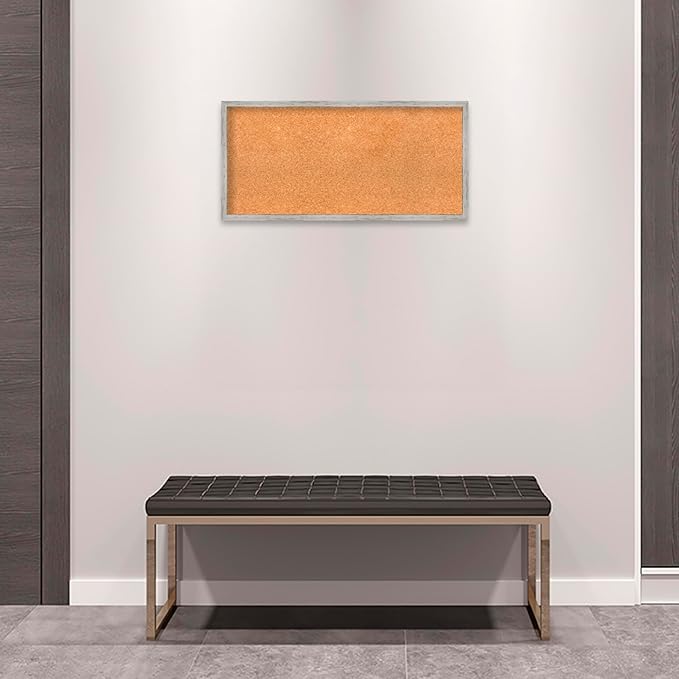 Amanti Art Natural Cork Board for Wall, 15x31 Vision Board with White Frame, Medium Corkboard Office Decor for Home Organization, Cottage Corkboard Pinboard to Display Items for Home Organization in