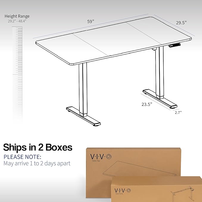 VIVO Electric 60 x 30 in Standing Desk, Memory Height Adjustment, 1B Series, Dark Gray Top Gray Frame, DESK-KIT-1G6G-30