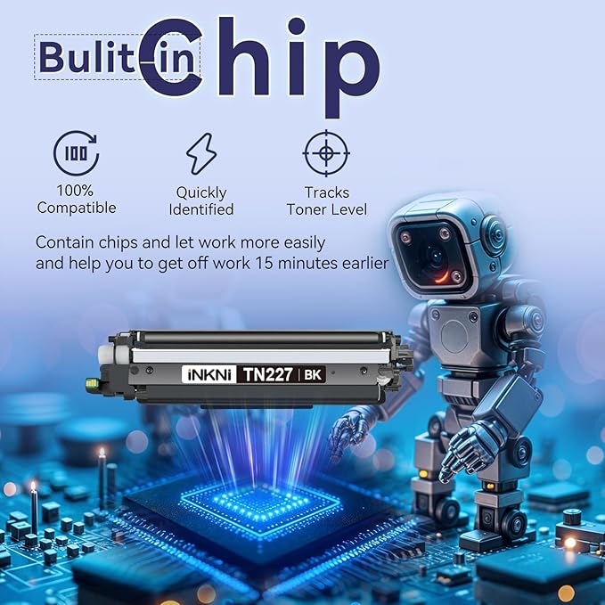 TN227 tn-227bk/c/m/y high Yield Toner Cartridge 5 Pack(with chip) Compatible Replacement for Brother tn227 tn227bk tn223 Toner for HL-L3270CDW MFC-L3770CDW MFC-L3710CW HL-L3290CDW MFC-L3750CDW Prints