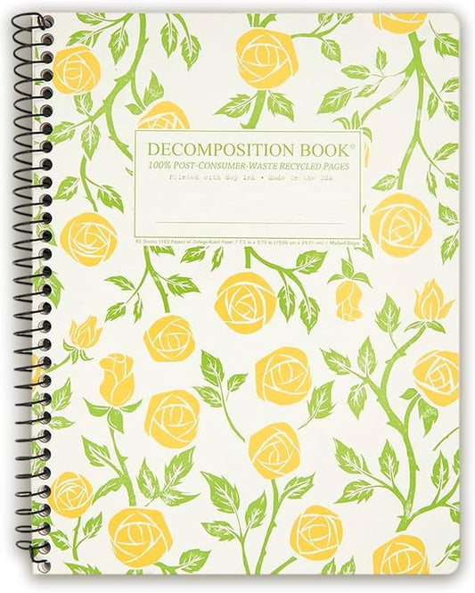 Decomposition Roses College Ruled Spiral Notebooks – 9.75 x 7.5 Journal with 160 Lined Pages – Cute Notebooks for School Supplies, Home & Office – 100% Recycled Paper – Made in USA