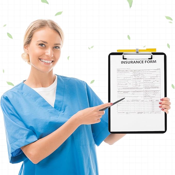 4 Pcs Metal Clipboards with Pen Holder 12 x 9 Inch Black Clip Board with Profile Clip Standard A4 Letter Size Plastic Clipboard Hanging Pen Holder Storage Clipboard for School Students Office Work