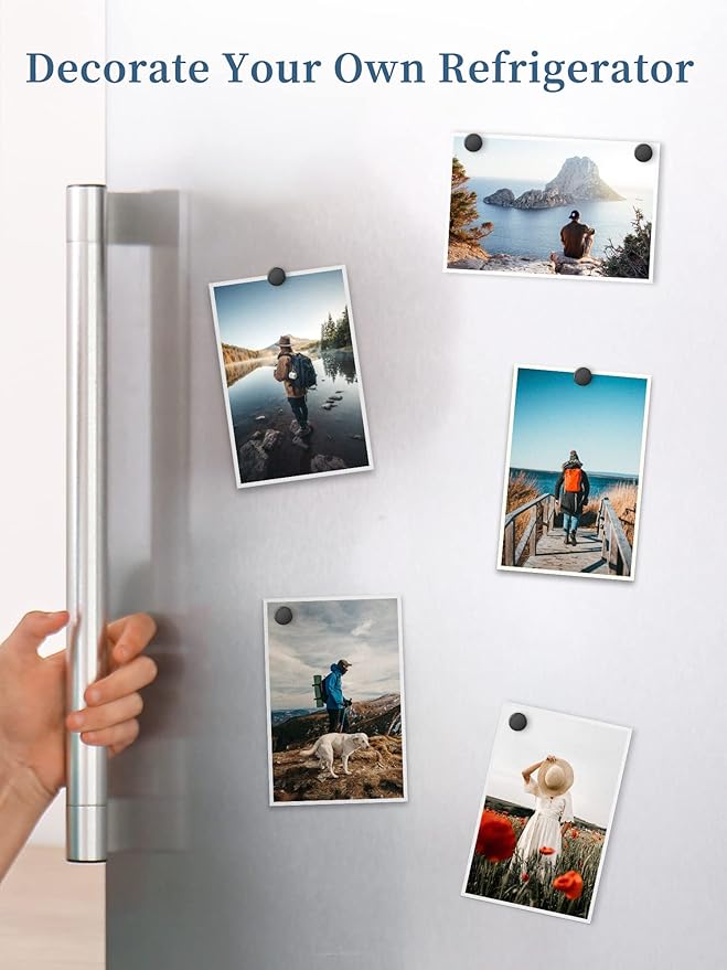 SMARTAKE 80 Pcs Refrigerator Magnets, Small Round Fridge Magnets, Multi-Use Premium Neodymium Office Magnets for Fridge, Whiteboard, Billboard in Home, Kitchen, Office and School (Black)