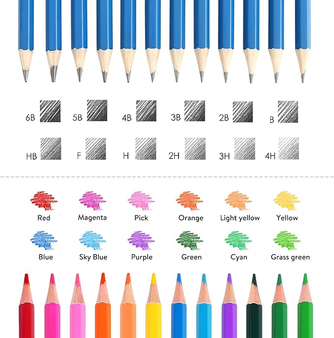 Profession Sketch Pencils & Colored Pencils for Kids and Adults Drawing Pencils Set