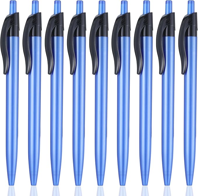 Retractable Blue Ballpoint Pen for Smooth Writing 1.0mm Medium Pack of 100, Click pens with Comfort grip, Idea for Journaling, Planner, Note Taking Office School Supplies