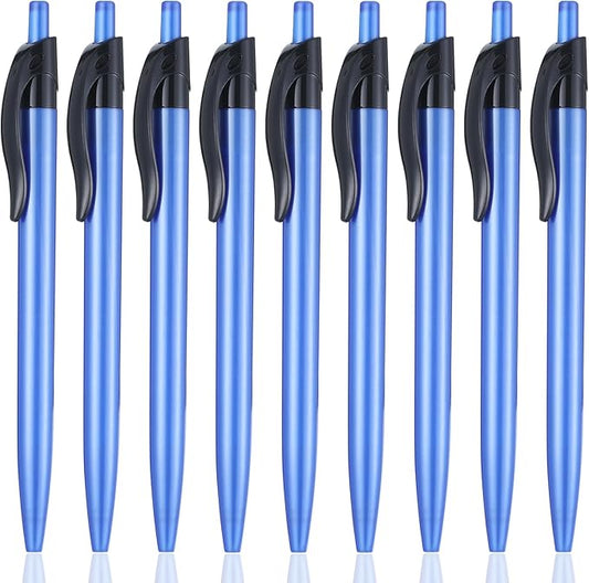 Retractable Blue Ballpoint Pen for Smooth Writing 1.0mm Medium Pack of 50, Click pens with Comfort grip, Idea for Journaling, Planner, Note Taking Office School Supplies