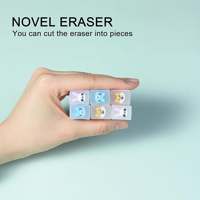 18Pcs Cute Animal Erasers for Kids Bulk, Kawaii Fun Pencil Jelly Erasers for School Classroom Supplies Prize Gifts Party Favors