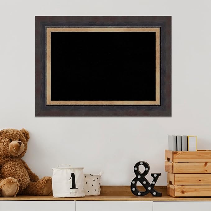 Amanti Art Black Cork Board for Wall, 17x23 Vision Board with Black Wood Frame, Small Corkboard Office Decor for Home Organization, Casual Corkboard Pinboard to Display Items for Home Organization in