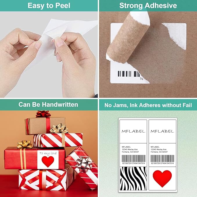 MFLABEL 3-1/3" x 4" Shipping Address Sticker, FBA Labels, 6-UP Sticker Label, White Shipping Label, Easy to Peel, Address Paper for Laser/Ink Jet Printer, 6 Per Page (60000 Labels, 10000 Sheets)