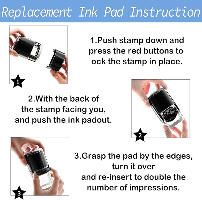 Custom Round Stamp Personalized Self-Inking Rubber Stamps Customized Business Label Stamp Return Address Rubber Office Name Text Logo 4 Ink Color