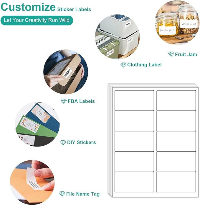 MFLABEL 2x4 Shipping Address Labels, 10-UP, 160000 Count, 16000 Sheets for Printer, Internet Mailing, FBA Stickers, 2" x 4" for Laser/Inkjet Printer