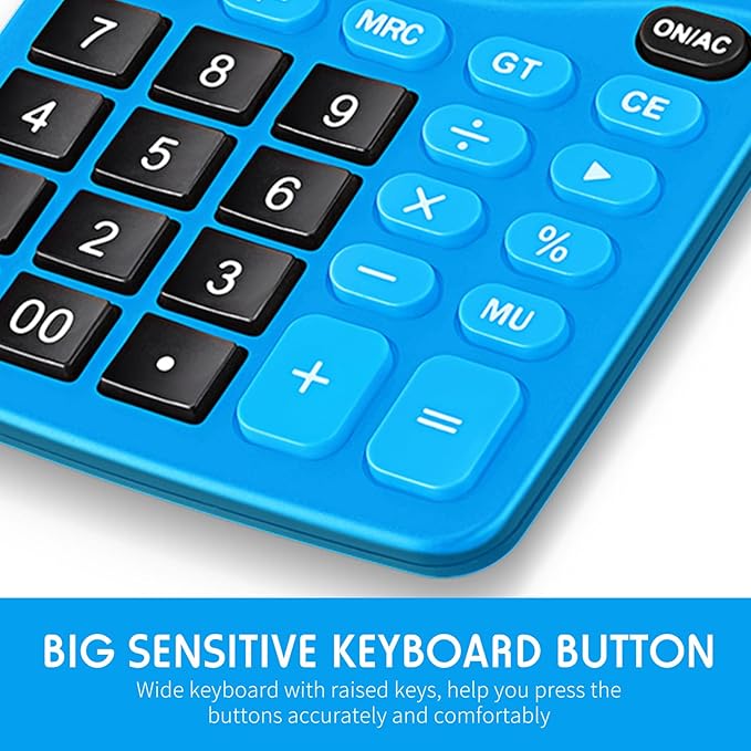 Konohan 8 Pieces 12-Digit Calculator, Solar Basic Desktop Calculator Large Display Electronic Dual Power Handheld for Home Office School(Dark Blue)