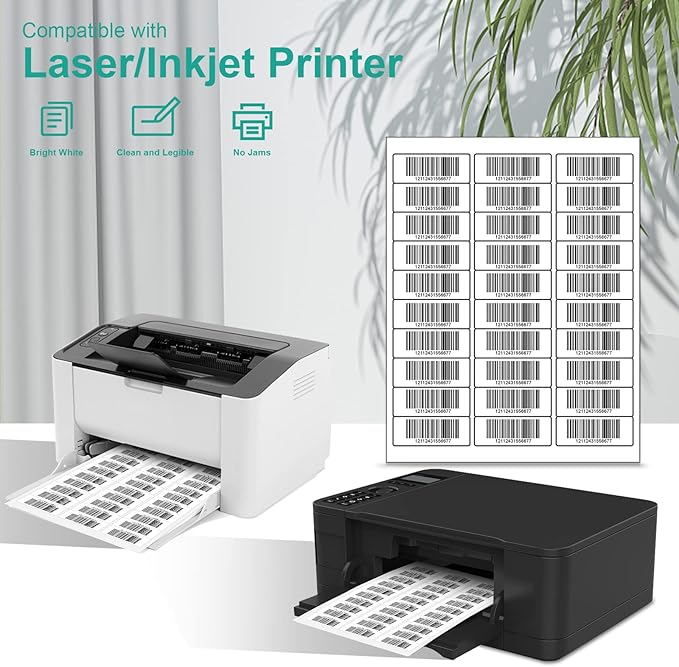 MFLABEL1 x2-5/8Address Mailing Labels, 30-UP White Shipping Label for Inkjet or Laser Printer, 1500 Sticker Label (50 Sheets), 30 Labels per Sheet