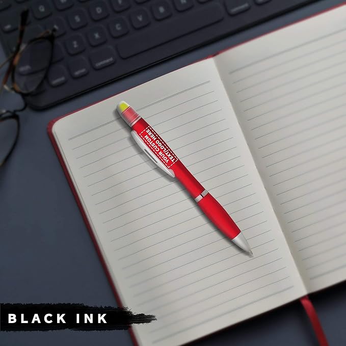 DISCOUNT PROMOS 50 Marathon Gel Highlighter Pens Pack - Customizable Text, Logo - Twist Mechanism, Ballpoint - Red