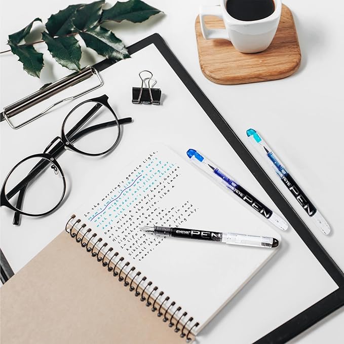 EYEYE Disposable Fountain Pens, 8 Pack Multicolor Fine Point Fountain Pens for Writing, Stainless Steel Nib, Smooth Writing for Calligraphy, Journaling, Drafting, Sketching, Doodling & Gifts