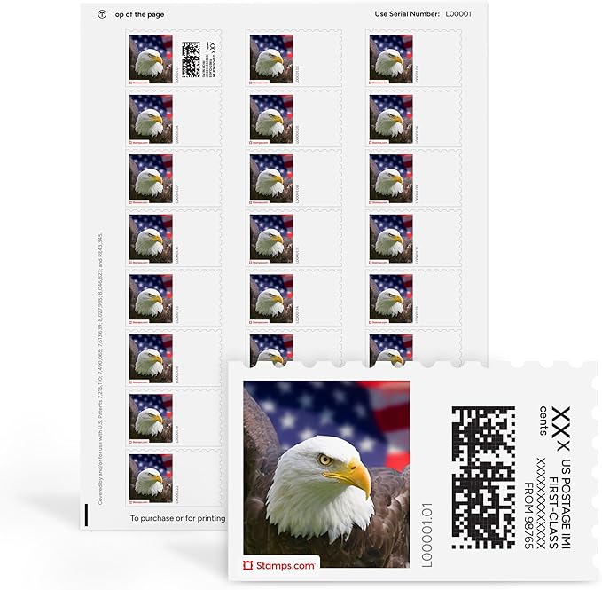 Soaring Eagle NetStamps 120-Pack (5 Sheets) Printable Postage Labels (Stamps.com Subscription Required) - Print Approved Postage - Inkjet & Laser Printers - Business, Personal, Home